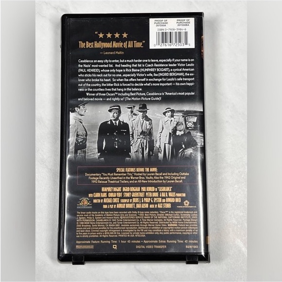 EUC Casablanca (1942) VHS - Picture 4 of 5
